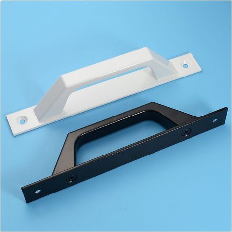 Poignée de porte de hangar, poignée de doigt, porte de terrasse, porte en bois, poignée de porte de jardin, poignée longue, kit de porte coulissante synthétique blanc et noir (1/4)