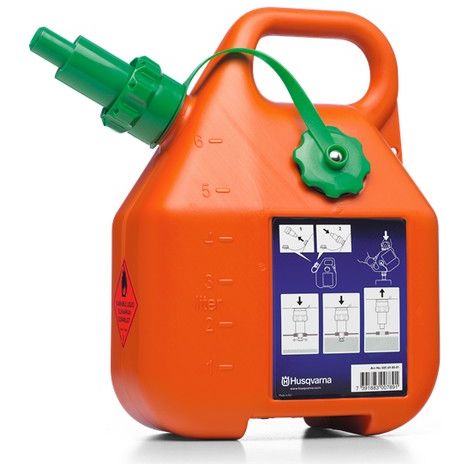 Husqvarna – Jerrican carburant 6l – Système d'arrêt automatique – Remplissage sécurisé – Évite les débordements de carburant