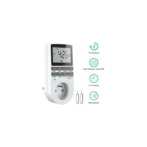 Prise programmable hebdomadaire LCD, 12h/24h, économie énergie – (1/5)