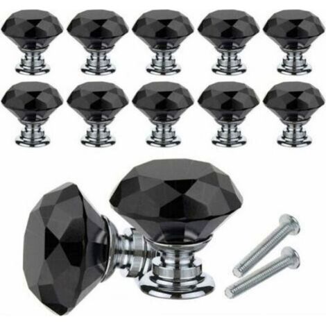 Knob Cristal - 30 mm - Pour Meuble Armoire Tiroir Bibliothèque - Lot De 10 Pièces Avec Vis