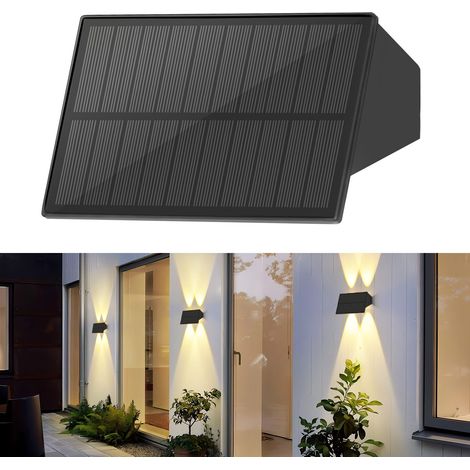 GBLY Solar Wandleuchte Aussen Solarleuchte - Wasserdichte Außenwandleuchten Warmweiß Solarwandleuchten Up and Down Wand Solarlampen für Außen Aussenleuchte für Zaun Garten Balkon Terrasse Treppen