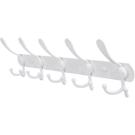QORVA-Porte Manteau Mural,Patère à Crochets Murale,Portemanteau Porte-Serviettes en Acier Inoxydable pour Chambre Vestibule Salle de Bain Bureau Vêtements Chapeau (Blanc)