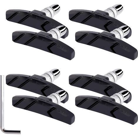 Patins de Frein Vélo V-Brake 70 mm avec Ecrous Hexagonaux Entretoises et Clépour Vélo de Route Montagne Cyclisme Noir 4 Paires (1/4)
