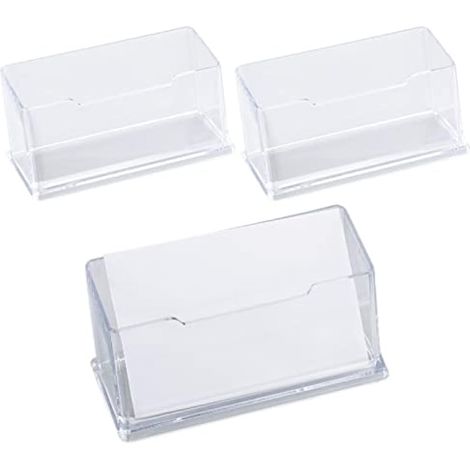 Lot de 3 porte-cartes de visite en acrylique pour cartes de visite, cartes de visite, support de table pour bureau, collection (1/4)