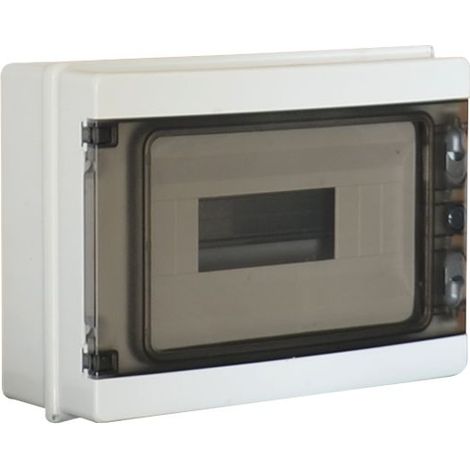 ETTROIT Centralino stagno da parete 12 moduli IP65 grigio RAL 7035 con portello trasparente fumè - DB120912