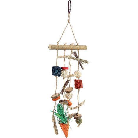 Jouets à mâcher suspendus pour cage de lapin, pour le nettoyage des dents, friandises naturelles à mâcher pour hamsters, en-cas pour lapins (1/3)