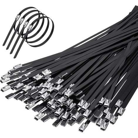 Collier de Serrage Métallique 300 × 4,6mm, 110 Pièces Attache Cable Inox, Attaches de Câble Robustes, Collier de Serrage Inox Autobloquante, Pour Enroulement D'échappement, Câbles, Clôtures (1/5)