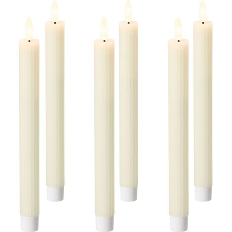 LED Kerzen 6er Set SAPHIR 24 cm Cremeweiß