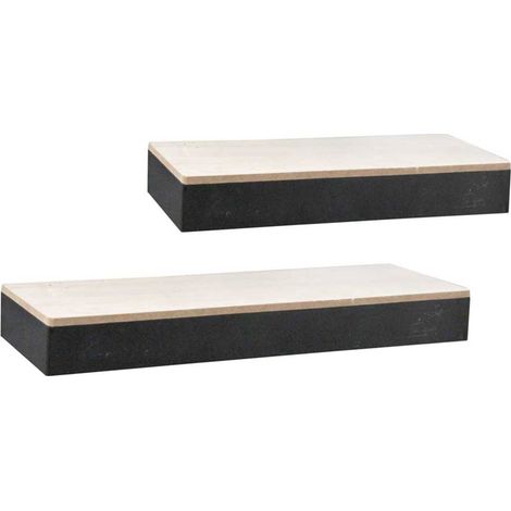 Set 2 Mensole Parete Rettangolare Mensola Scaffale Metallo e Legno 2 Misure (1/2)