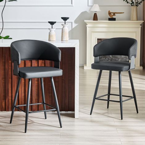 Chaise de salle à manger moderne rembourrée avec dossier et accoudoirs  style minimaliste  adaptée aux maisons, cuisines, hôtels ou showrooms  style moderne du milieu du siècle (Mid-century modern). (1/5)