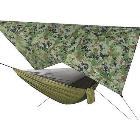 Outdoor-Hängematte mit Moskitonetz, ultraleicht, atmungsaktiv, Tragkraft 200 kg (290 x 140 cm), grün