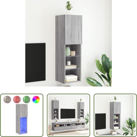 LED-Leuchten - TV-Schrank mit LED-Leuchten Grau Sonoma 30,5x30x102 cm (1/5)