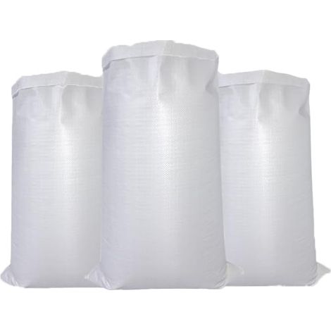 Sacs tissés blancs, sacs de sable en polypropylène, sacs de sable de contrôle des inondations en polypropylène tissé à cordon résistant aux UV et imperméables (100153cm - 10 pièces) (1/4)