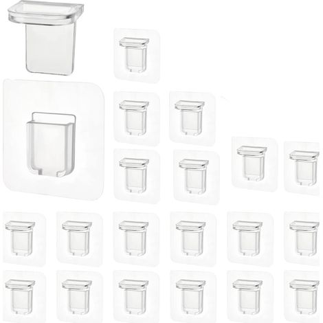 Plancher Support - Acrylique Transparent - Auto-Adhésif Sans Perçage - 7 x 7 cm - Charge Maximale 15 kg - Pour Salle De Bain Cuisine Armoire - Lot De 20