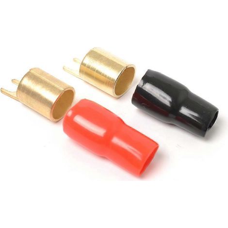 paire de cosses à sertir en cuivre plaqué or de calibre 0 pour câble d'enceinte - 0GA (rouge et bleu)-Red (1/3)