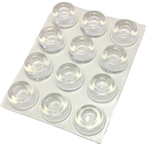 Small Clear Door Stops (108 Pack) - Self-Adhesive Door Stoppers, Wall Protectors, Rubber Feet for Speakers, Electronics, Furniture, 22 x 10 mm, (1/4)