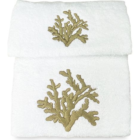 SET asciugamani CORALLO BEIGE puro cotone Made in Italy (1/5)