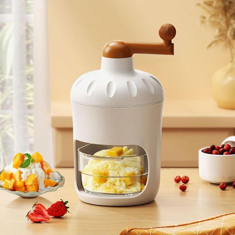 Broyeur à glace manuel JeiibrZui - Design compact et portable - 2 bols inclus - Idéal pour granités, cocktails et fêtes - Bleu (1/5)