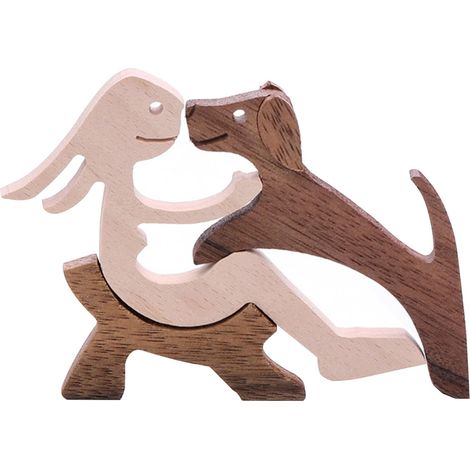 jolie statue de chien en bois, décoration d'intérieur pour chien, sculpture mignonne pour animal de compagnie, article de décoration en bois (1/5)