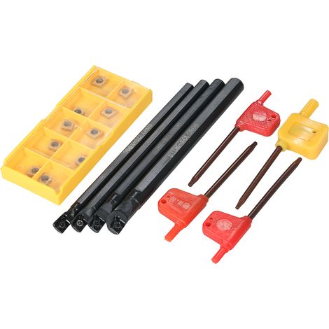 Boîte de 10 plaquettes carbure CCMT060204-HM + porte-outil SCLCR06 (6/7/8/10 mm) + 4 clés pour tour (1/2)