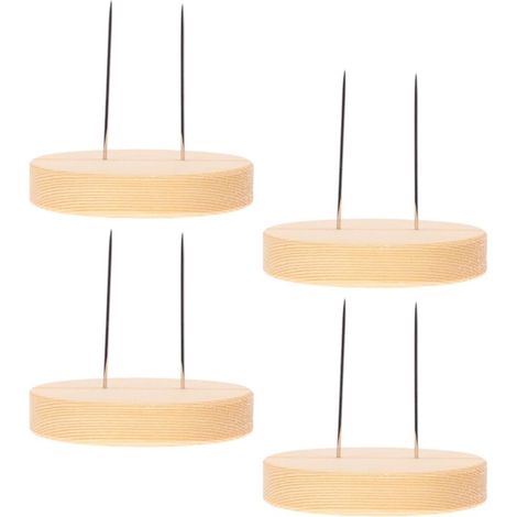 Lot de 4 Supports pour Poupées en Feutrine Base en Bois Beige, Double Tige Métallique Robuste, pour DIY et Décoration Intérieure (1/5)