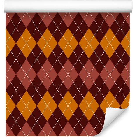 Carta da parati autunnale a quadri bordeaux e rossi per soggiorno e camera da letto, 50x1000 cm (1/5)
