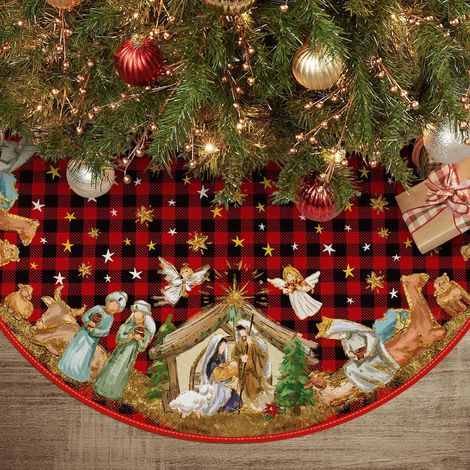 Jupe Pour Arbre De Noël - Motif Buffalo Plaid - Diamètre 91 Cm - Tapis Décoratif Pour Arbre De Noël - 1 Pièce (1/5)