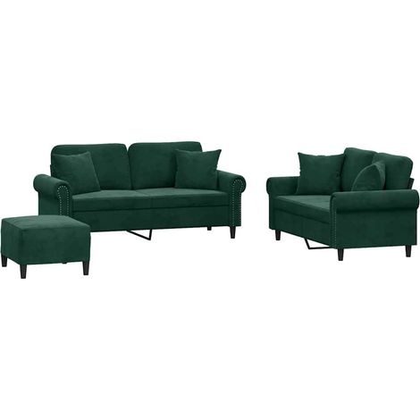 Maison Exclusive - Set di Divani 3 pz con Cuscini Verde Scuro in Velluto