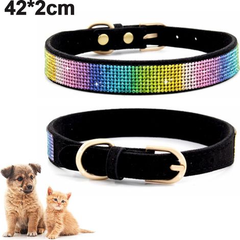 1 Collier chien, nylon pailleté, boucle rapide, anneau D métal, taille moyenne (1/5)