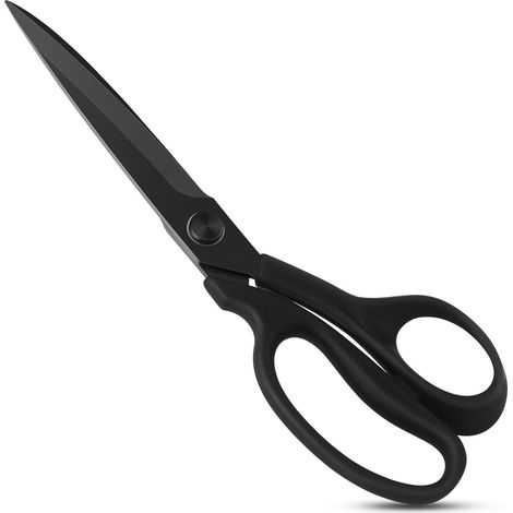 Ciseaux de couture professionnels - Lame ultra tranchante avec revêtement en titane et poignée confortable - Convient pour les tissus, les travaux manuels - 23 cm - Noir (1/5)