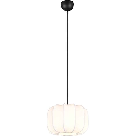 Lampada a sospensione, tessuto e metallo, bianco e nero, D 25 cm, Madeline (1/5)