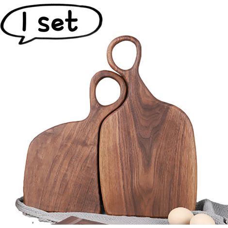 Planche à découper en bois de noyer massif avec poignée, pour viande, pain, fruits et légumes, 1 pièce (1/5)