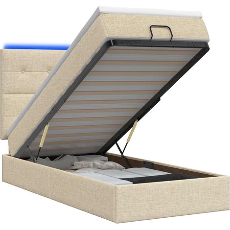 Maison Exclusive - Lit coffre avec matelas et LED Crème 90 x 190 cm Tissu (1/5)