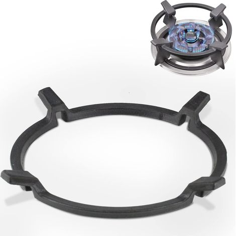 Support universel pour wok en fonte, compatible avec les brûleurs, cuisinières à gaz et plaques de cuisson. Antidérapant, noir. (1/5)