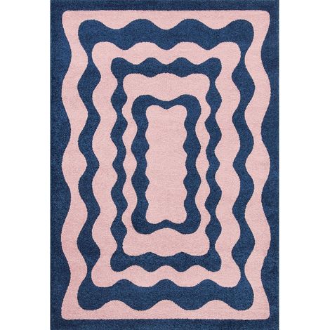 Tapis groovy bleu épais doux motif moderne intérieur - 80 x 140 cm (1/4)