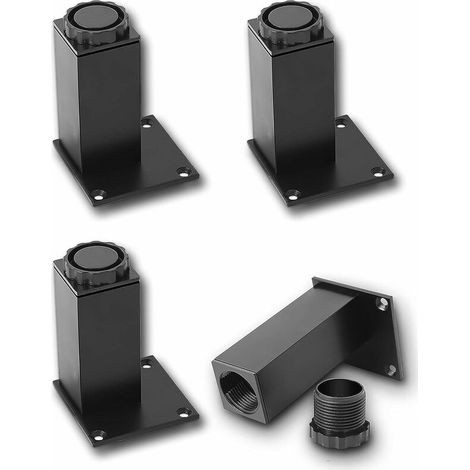 Bathroom Cabinet Legs  Set of 4  Design: Matte Black  Height: 18cm (+1.5cm) adjustable, 5-40cm optional  Angular Shape: 3.8 x 3.8 cm  Material: Aluminum  Screws Included (1/5)