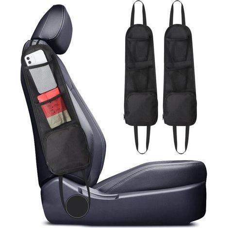 CSPARCV 2-teiliges schwarzes Seitensitz-Organizer-Set, Auto-Organizer-Aufbewahrung, Auto-Innenausstattung für alle Vordersitze von Pkw und Lkw (1/5)