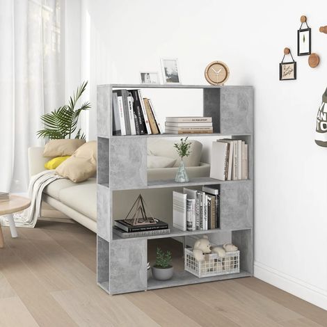 Bücherregal Raumteiler Betongrau 100x24x124 cm