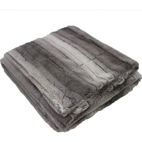 Plaid a poils 125 x 150 cm Noli gris (1/2)