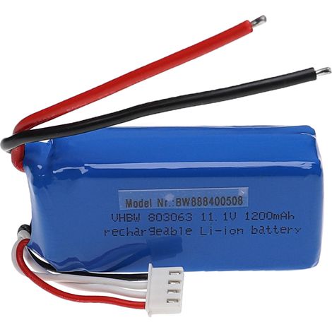 vhbw Batería para modelismo por ej. coche carreras, avión (1200mAh, 11,1V, Li-poli, 75 x 37 x 21mm)