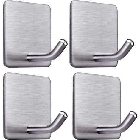 Crochets adhésifs robustes pour serviettes, à coller sur les porte-serviettes, crochets muraux imperméables en acier inoxydable pour suspendre la salle de bain, la cuisine, la maison, 4 paquets