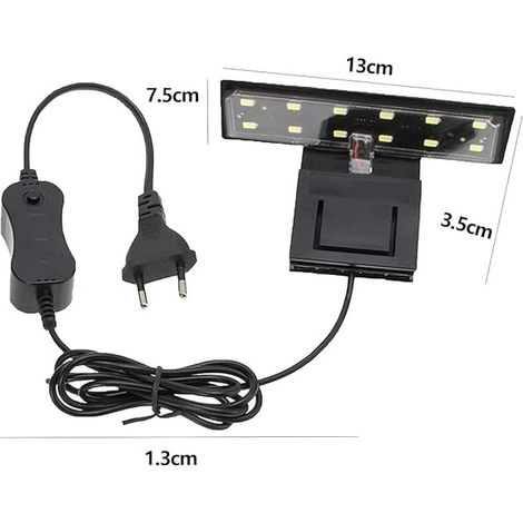 Éclairage LED pour Aquarium Lampe Clip-on Étanche pour Petit Aquarium de 20 à 35 cm Éclairage Économe en Énergie pour Plantes Aquatiques et Poissons