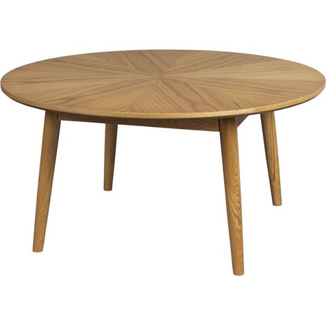 Drawer – Table basse ronde chêne massif 80x80cm – Plateau en panneaux de particules 18mm – Style scandinave – Stable et design intemporel (1/5)