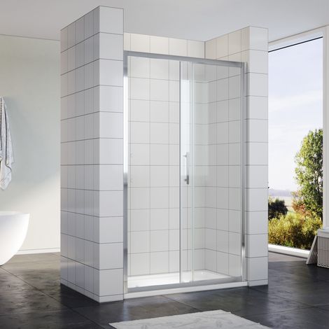 SONNI Porta Doccia Nicchia Vetro 5 mm Porta Scorrevole Altezza 185cm x 110cm (1/5)
