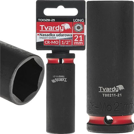 Vaso de impacto largo de 1/2" y 6 puntas, 21 mm, CR-MO (6/48) (1/4)