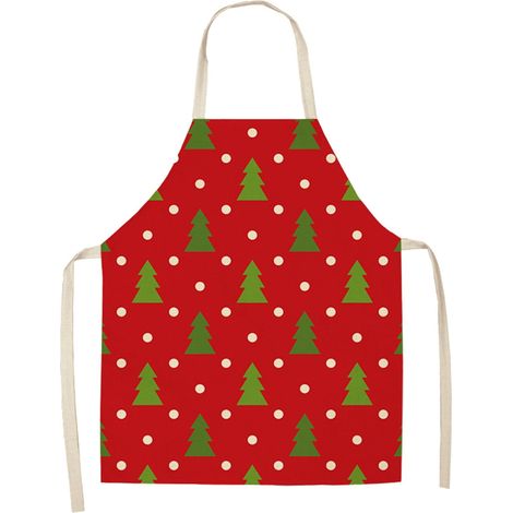 Tablier En Lin - Rouge - 55 X 68 Cm - Pour Cuisine Fêtes Et Décoration Intérieure - 1 Pièce