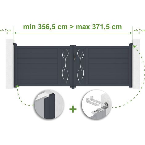 Puerta batiente regulable ancho LIFE 3,5m Alt.120cm aluminio Gris antracita (1/4)