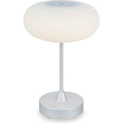 Briloner Leuchten - LED Tischlampe Akku, Dimmbar, Glas LED Tischleuchte Kabellos, Touchfunktion, 3.300K Warmweiß, Chrom-Matt, 150x160 mm (HxD)