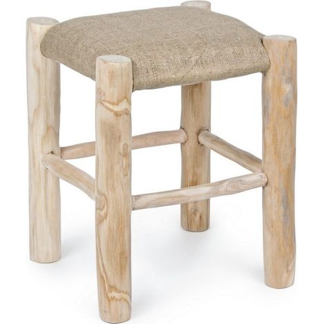 Sgabello Sarika 35x35x45 aus juta und teakholz