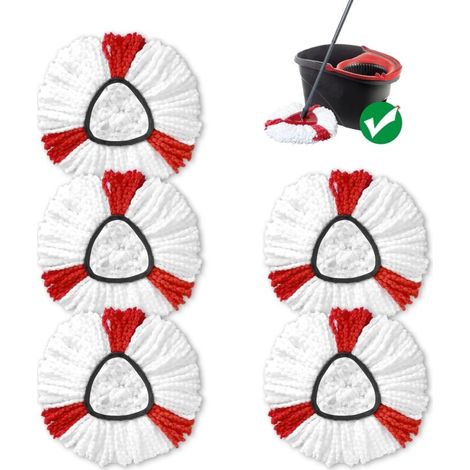 Lot de 5 têtes de balai de rechange compatibles avec les serpillères triangulaires pivotantes, microfibre, lavables en machine et faciles à remplacer (1/5)